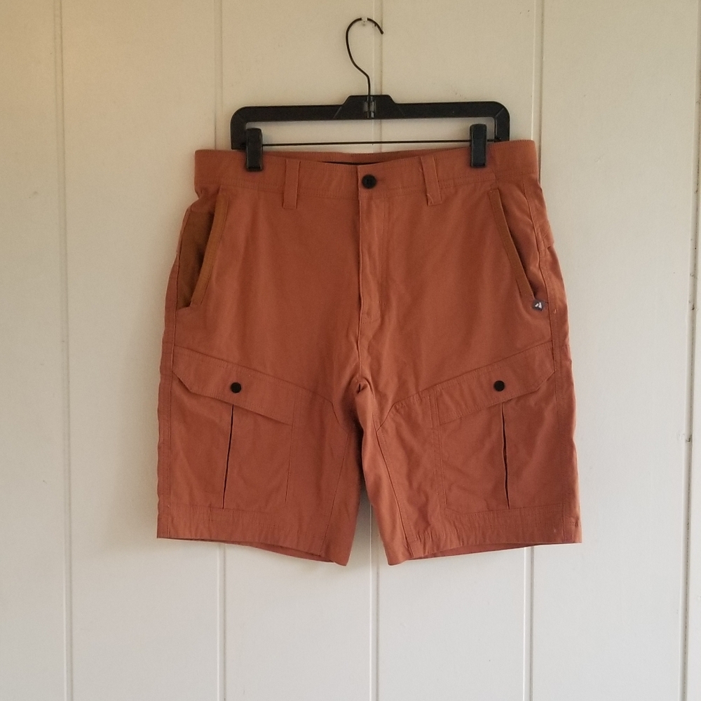 Eddie Bauer Shorts Mens 34 Orange/ Brown First Ascent Hiking Cargo Specially Dye